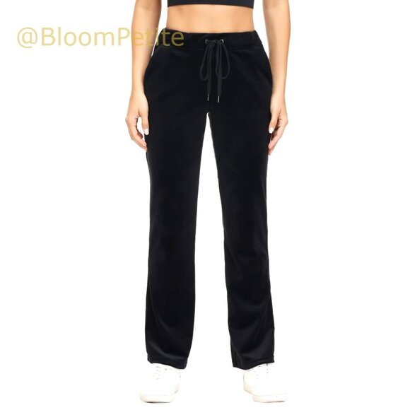 Pants - Velour Sweatpants High Waist Straight Leg Lounge Pants with Pockets